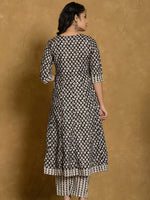Thumbnail for Printed Cotton Anarkali Kurta With Pant & Dupatta, Black - Hiral Fashion - Distacart