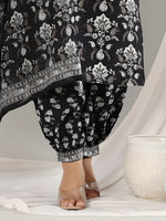 Thumbnail for Printed Cotton Straight Kurta With Pant & Dupatta, Black - Hiral Fashion - Distacart