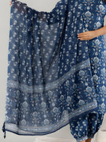Thumbnail for Printed Cotton Straight Kurta With Pant & Dupatta, Blue - Hiral Fashion - Distacart