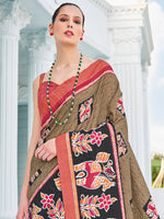 Thumbnail for NOZ2TOZ Women's Cotton Blend Olive Printed Designer Saree With Blouse Piece - Distacart