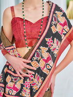 Thumbnail for NOZ2TOZ Women's Cotton Blend Olive Printed Designer Saree With Blouse Piece - Distacart