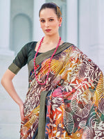Thumbnail for NOZ2TOZ Women's Cotton Blend Multi Color Printed Designer Saree With Blouse Piece - Distacart