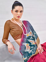 Thumbnail for NOZ2TOZ Women's Cotton Blend Pink Printed Designer Saree With Blouse Piece - Distacart
