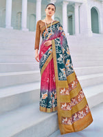 Thumbnail for NOZ2TOZ Women's Cotton Blend Pink Printed Designer Saree With Blouse Piece - Distacart