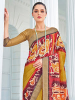 Thumbnail for NOZ2TOZ Women's Cotton Blend Olive Printed Designer Saree With Blouse Piece - Distacart