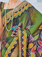 Thumbnail for NOZ2TOZ Women's Cotton Blend Green Printed Designer Saree With Blouse Piece - Distacart