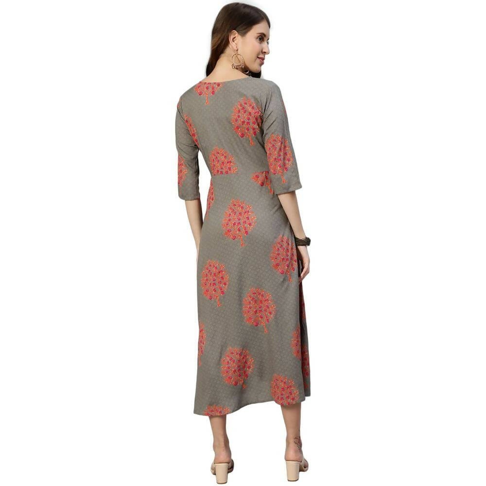 Anubhutee Women's Rayon Floral Maternity A-Line Midi Grey Dress - Distacart