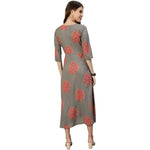 Thumbnail for Anubhutee Women's Rayon Floral Maternity A-Line Midi Grey Dress - Distacart