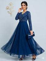 Thumbnail for Teeya Creation Women's Teal Bandhani Print Anarkali Gown - Dista
