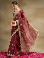Thumbnail for kasee Floral Embroidered Pure Silk Saree - Distacart
