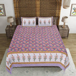 Thumbnail for Rudra Bazaar Purple 210 TC Cotton Double King Bedsheet With 2 Pillow Covers