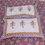Thumbnail for Rudra Bazaar Purple 210 TC Cotton Double King Bedsheet With 2 Pillow Covers