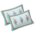 Thumbnail for Rudra Bazaar Turquoise Blue 210 TC Cotton Double King Bedsheet With 2 Pillow Covers