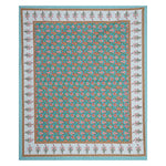 Thumbnail for Rudra Bazaar Turquoise Blue 210 TC Cotton Double King Bedsheet With 2 Pillow Covers