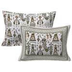 Thumbnail for Rudra Bazaar Olive 210 TC Cotton Double King Bedsheet With 2 Pillow Covers