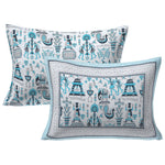 Thumbnail for Rudra Bazaar Blue 210 TC Cotton Double King Bedsheet With 2 Pillow Covers