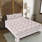 Thumbnail for Rudra Bazaar Brown 210 TC Cotton Double King Bedsheet With 2 Pillow Covers