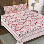 Thumbnail for Rudra Bazaar Peach 210 TC Cotton Double King Bedsheet With 2 Pillow Covers
