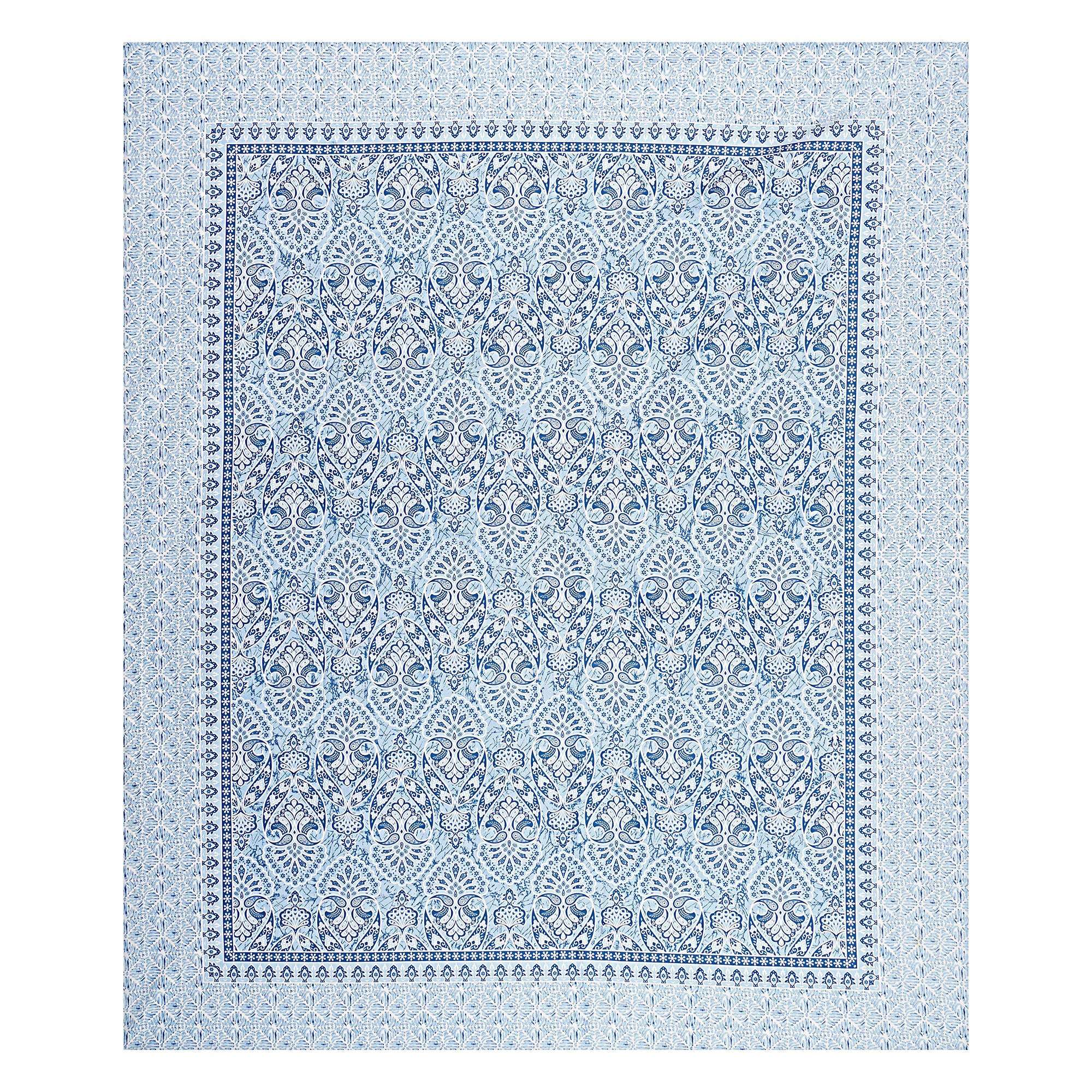 Rudra Bazaar Blue 210 TC Cotton Double King Bedsheet With 2 Pillow Covers