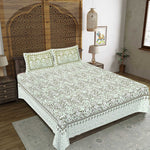 Thumbnail for Rudra Bazaar Green 210 TC Cotton Double King Bedsheet With 2 Pillow Covers