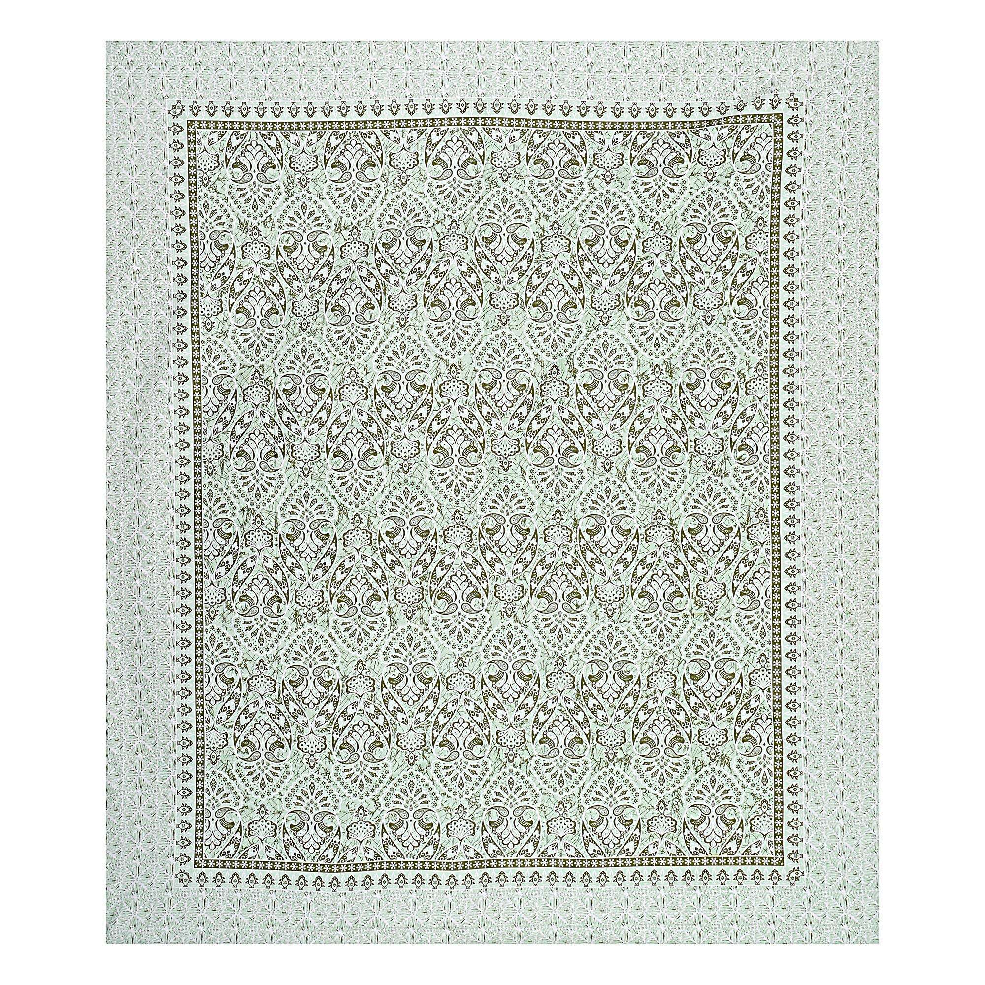 Rudra Bazaar Green 210 TC Cotton Double King Bedsheet With 2 Pillow Covers