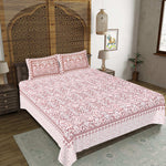 Thumbnail for Rudra Bazaar Peach 210 TC Cotton Double King Bedsheet With 2 Pillow Covers