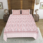 Thumbnail for Rudra Bazaar Peach 210 TC Cotton Double King Bedsheet With 2 Pillow Covers