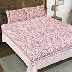 Thumbnail for Rudra Bazaar Peach 210 TC Cotton Double King Bedsheet With 2 Pillow Covers