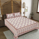 Thumbnail for Rudra Bazaar Peach 210 TC Cotton Double King Bedsheet With 2 Pillow Covers