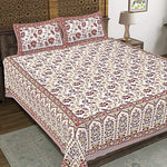 Thumbnail for Rudra Bazaar Peach 210 TC Cotton Double King Bedsheet With 2 Pillow Covers