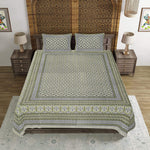 Thumbnail for Rudra Bazaar Green 210 TC Cotton Double King Bedsheet With 2 Pillow Covers