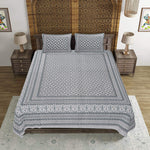 Thumbnail for Rudra Bazaar Grey 210 TC Cotton Double King Bedsheet With 2 Pillow Covers