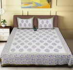Thumbnail for Rudra Bazaar Sea Green 210 TC Cotton Double King Bedsheet With 2 Pillow Covers