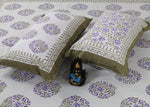 Thumbnail for Rudra Bazaar Sea Green 210 TC Cotton Double King Bedsheet With 2 Pillow Covers
