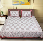 Thumbnail for Rudra Bazaar Pink 210 TC Cotton Double King Bedsheet With 2 Pillow Covers
