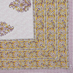 Thumbnail for Rudra Bazaar Purple Gold 210 TC Cotton Double King Bedsheet With 2 Pillow Covers