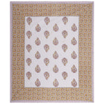 Thumbnail for Rudra Bazaar Purple Gold 210 TC Cotton Double King Bedsheet With 2 Pillow Covers