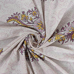 Thumbnail for Rudra Bazaar Purple Gold 210 TC Cotton Double King Bedsheet With 2 Pillow Covers