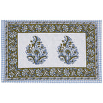 Thumbnail for Rudra Bazaar Blue Green 210 TC Cotton Double King Bedsheet With 2 Pillow Covers