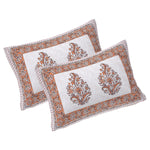 Thumbnail for Rudra Bazaar Orange 210 TC Cotton Double King Bedsheet With 2 Pillow Covers