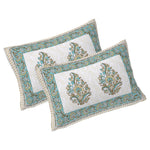 Thumbnail for Rudra Bazaar Green 210 TC Cotton Double King Bedsheet With 2 Pillow Covers