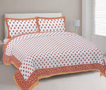 Thumbnail for Rudra Bazaar Orange 210 TC Cotton Double King Bedsheet With 2 Pillow Covers