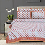 Thumbnail for Rudra Bazaar Orange 210 TC Cotton Double King Bedsheet With 2 Pillow Covers