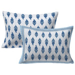 Thumbnail for Rudra Bazaar Blue 210 TC Cotton Double King Bedsheet With 2 Pillow Covers