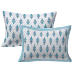Thumbnail for Rudra Bazaar Turquoise Blue 210 TC Cotton Double King Bedsheet With 2 Pillow Covers
