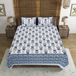 Thumbnail for Rudra Bazaar Blue 210 TC Cotton Double King Bedsheet With 2 Pillow Covers
