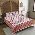 Thumbnail for Rudra Bazaar Rust 210 TC Cotton Double King Bedsheet With 2 Pillow Covers