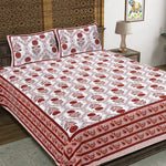 Thumbnail for Rudra Bazaar Rust 210 TC Cotton Double King Bedsheet With 2 Pillow Covers