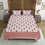 Thumbnail for Rudra Bazaar Rust 210 TC Cotton Double King Bedsheet With 2 Pillow Covers