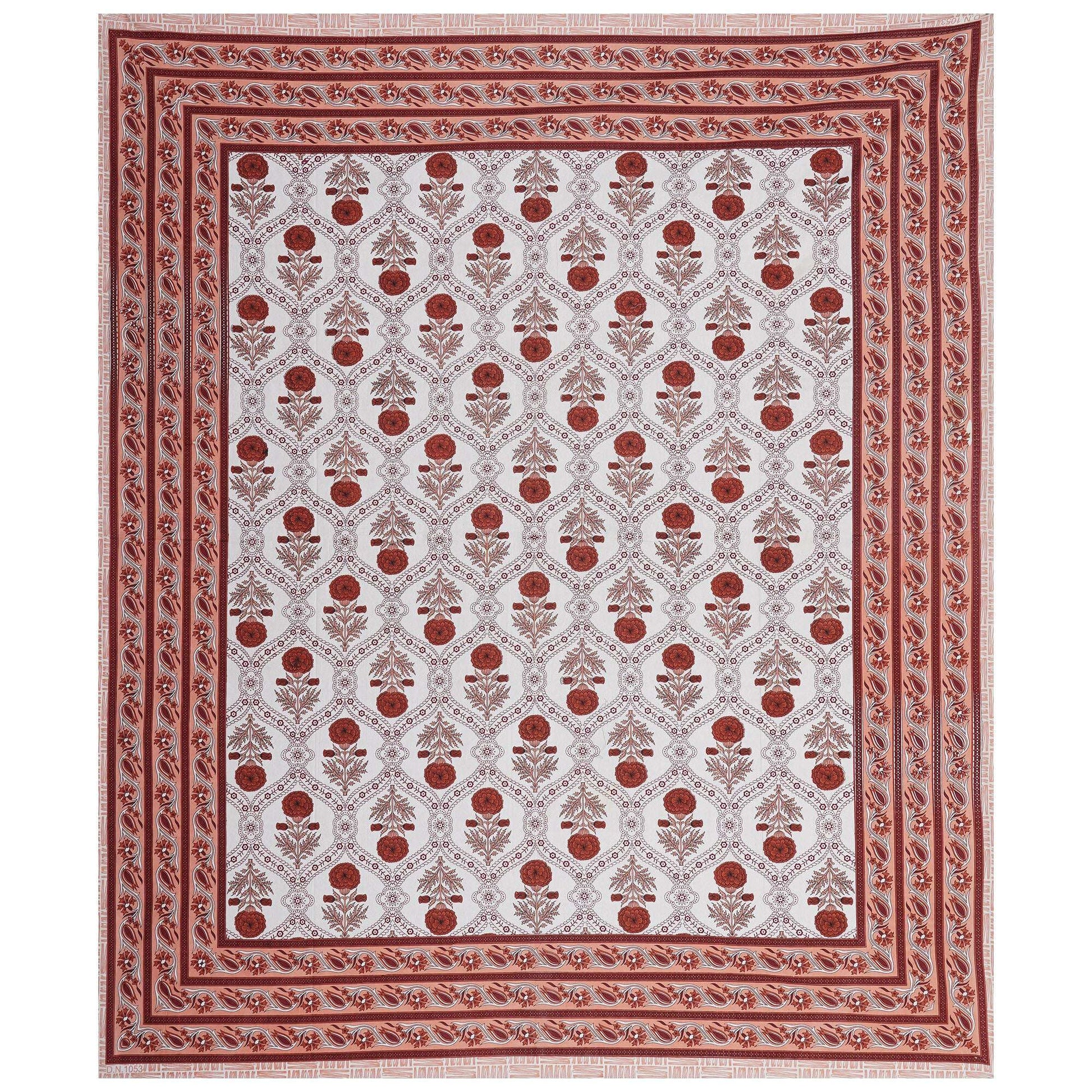 Rudra Bazaar Rust 210 TC Cotton Double King Bedsheet With 2 Pillow Covers - Distacart